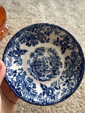 Blue and White Floral Royal Staffordshire Decorative Plate. Made in England. X2